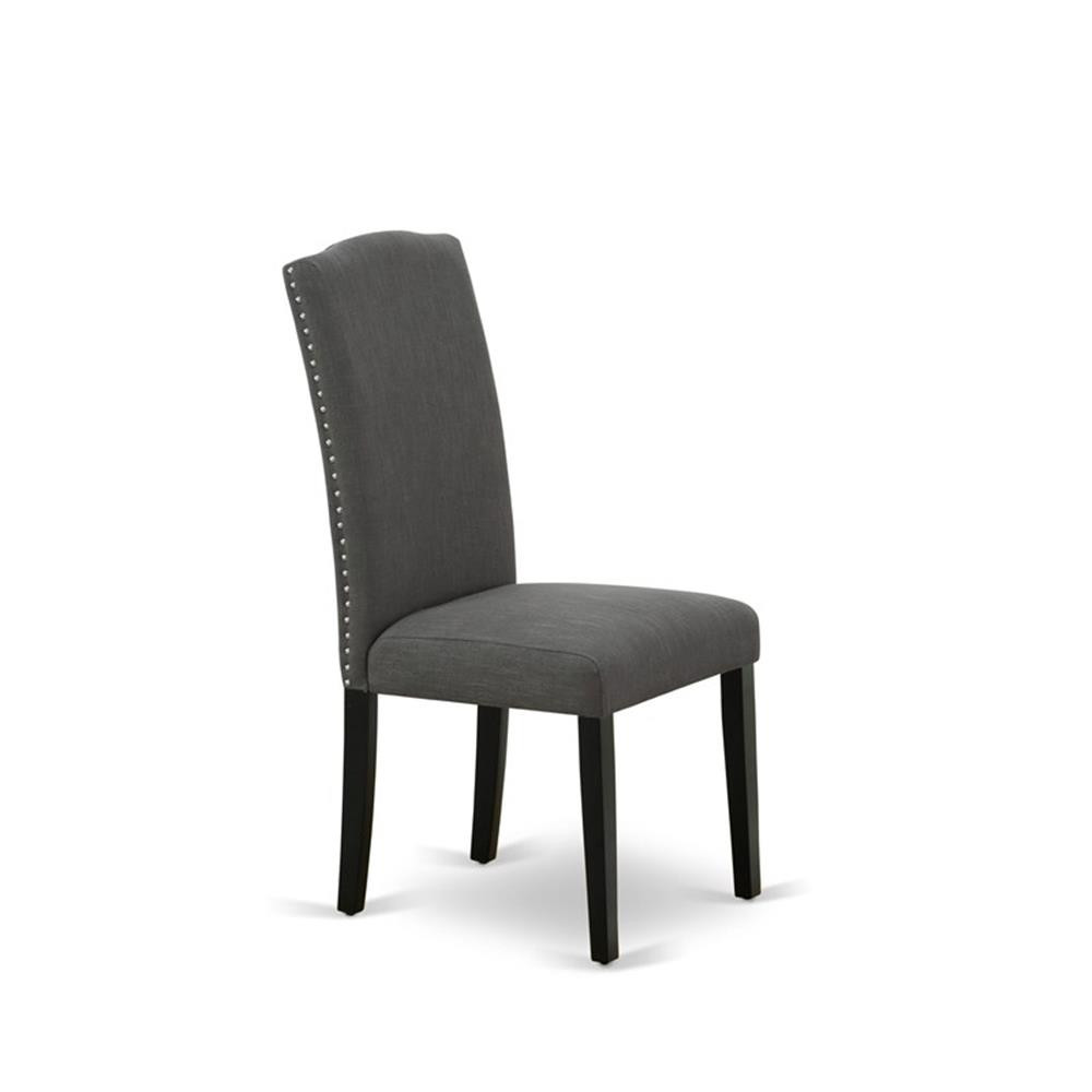 AMEN3-BCH-20 - Wooden Table and 2 Dark Gotham Grey Dining Chairs - Black Finish
