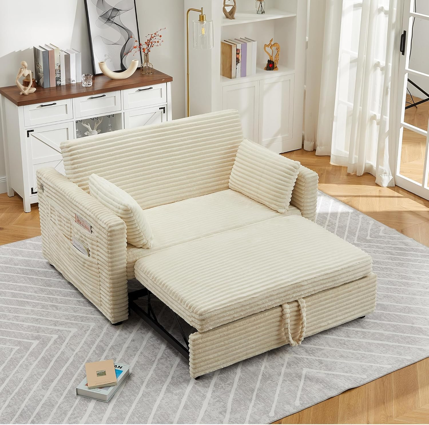 Loveseat Sleeper Sofa Bed with Charging Ports & Adjustable Backrest