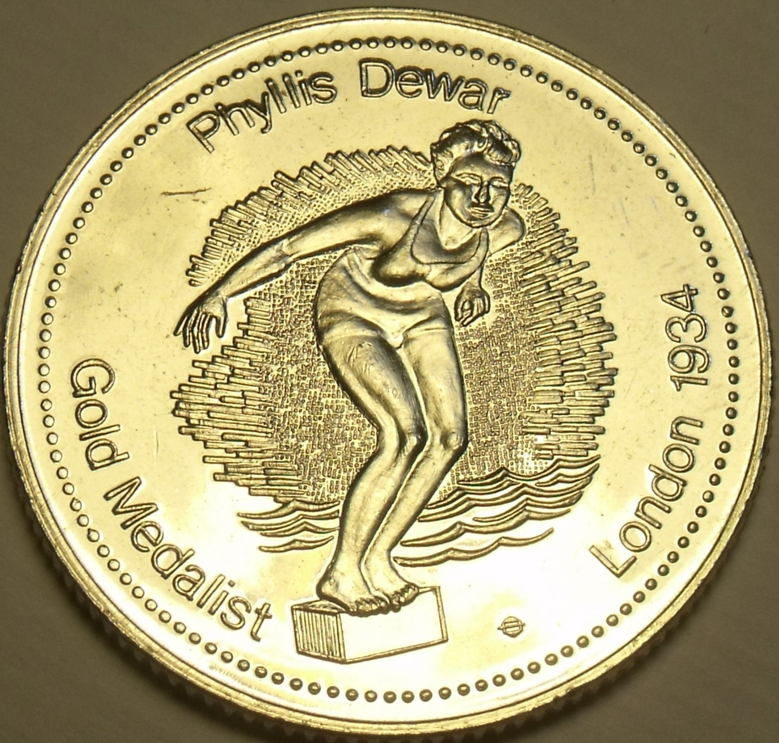 Large Gem Unc Phyllis Dewar Gold Medalist Medallion~Excellent~Free Shipping