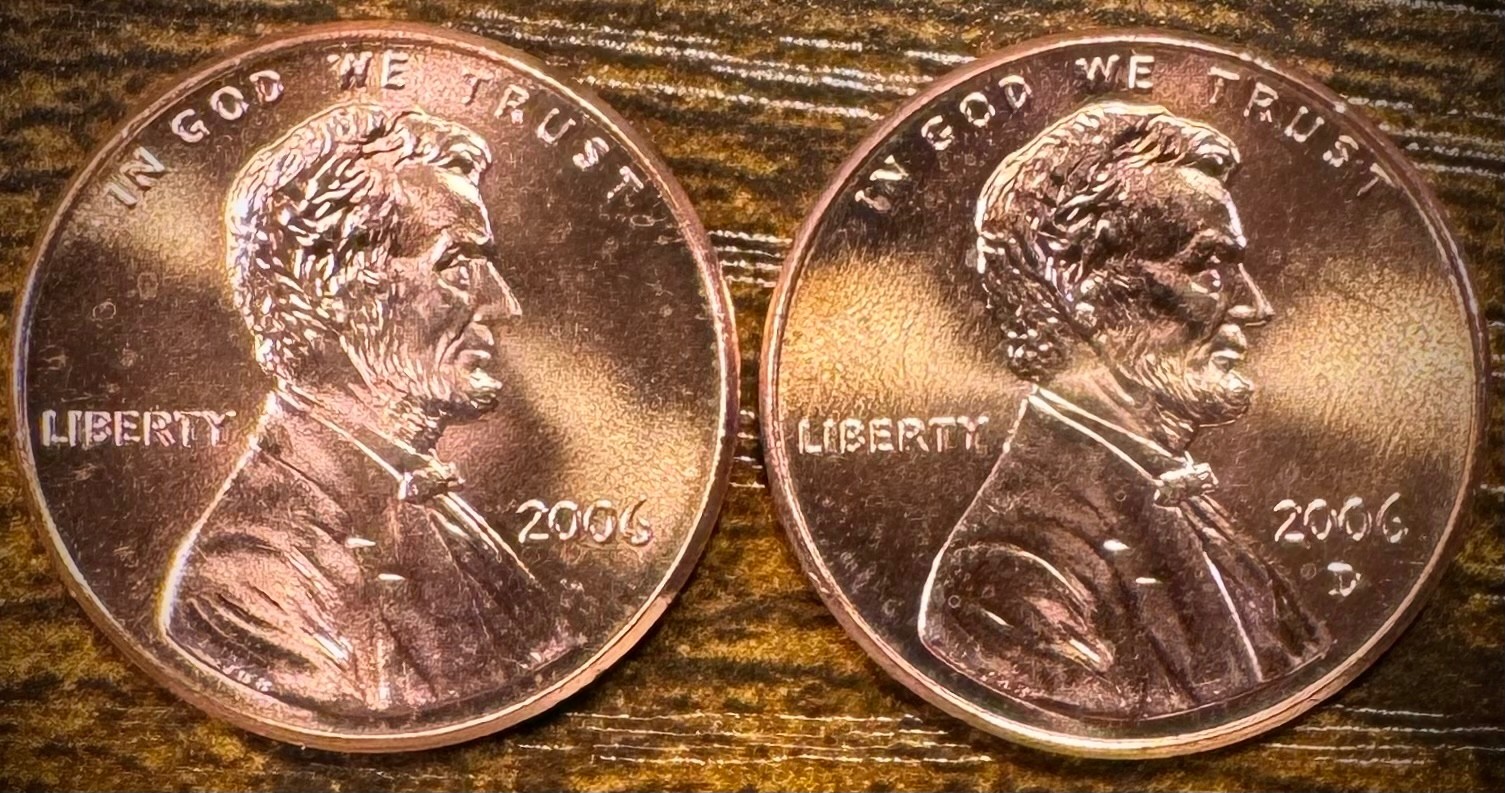 2006 P & D Lincoln Memorial Cent BU 2 Coin Set From Original Rolls