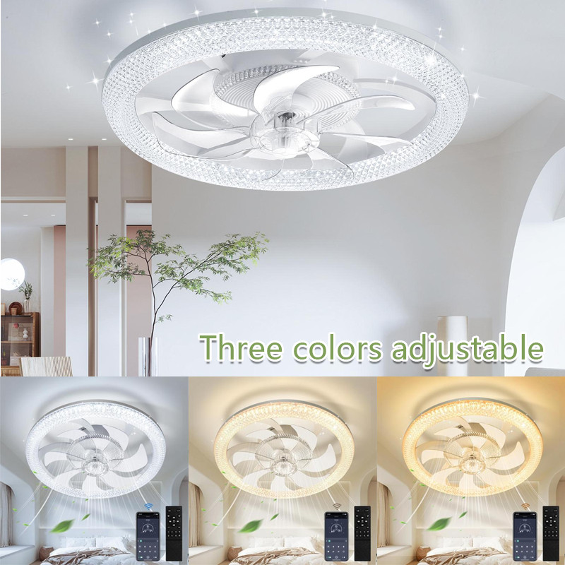 LED Ceiling Fan With Light & Remote Control 3 Color Temperature Mute All Season