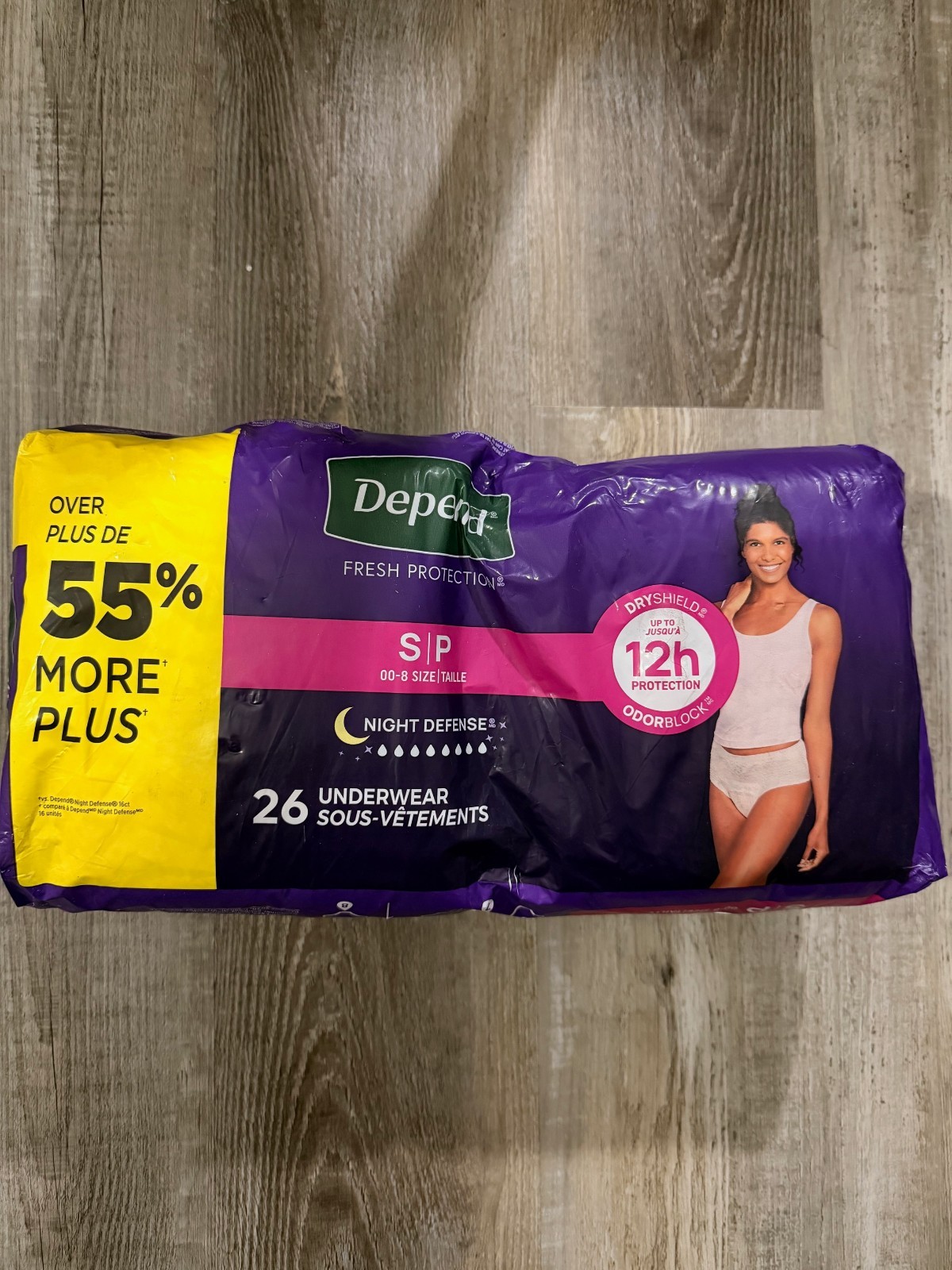 2 Pack Womens Depend Night Defense Adult Incontinence Underwear, Small, 52 Count