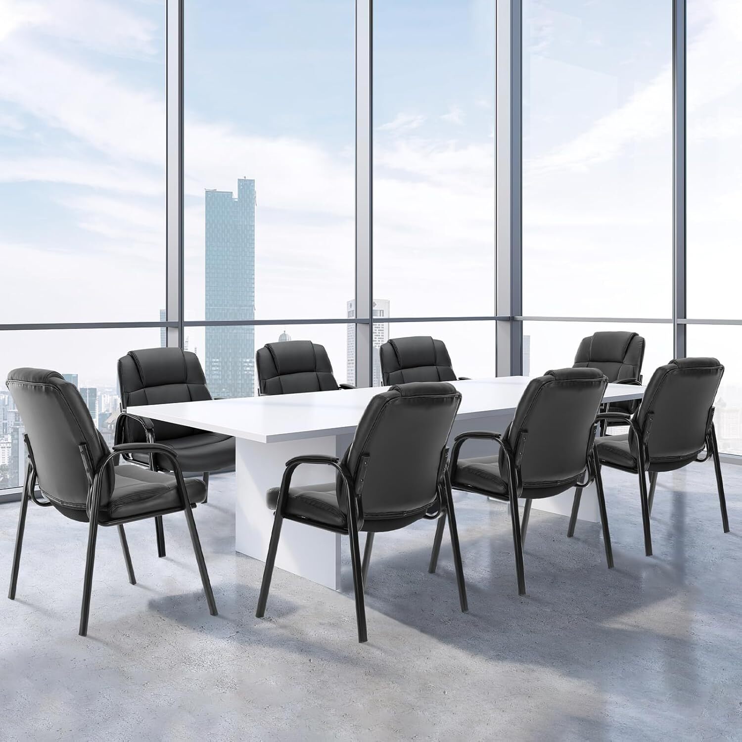 Chair Office PU Leather Comfy Guest Chair with Padded Arm Waiting Room Reception