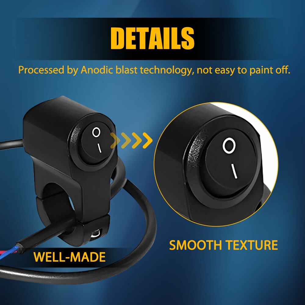 Motorcycle Handlebar 7/8" On Off Switch ATV Headlight Fog Spot Light Waterproof