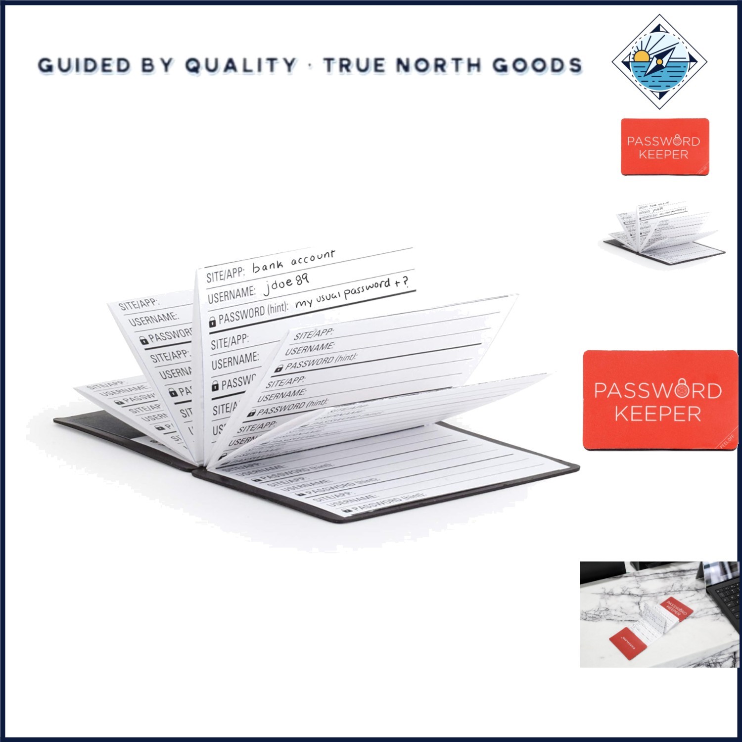 Folding Wallet Book for Passwords, Soft Cover with Peel-Off Label for Privacy