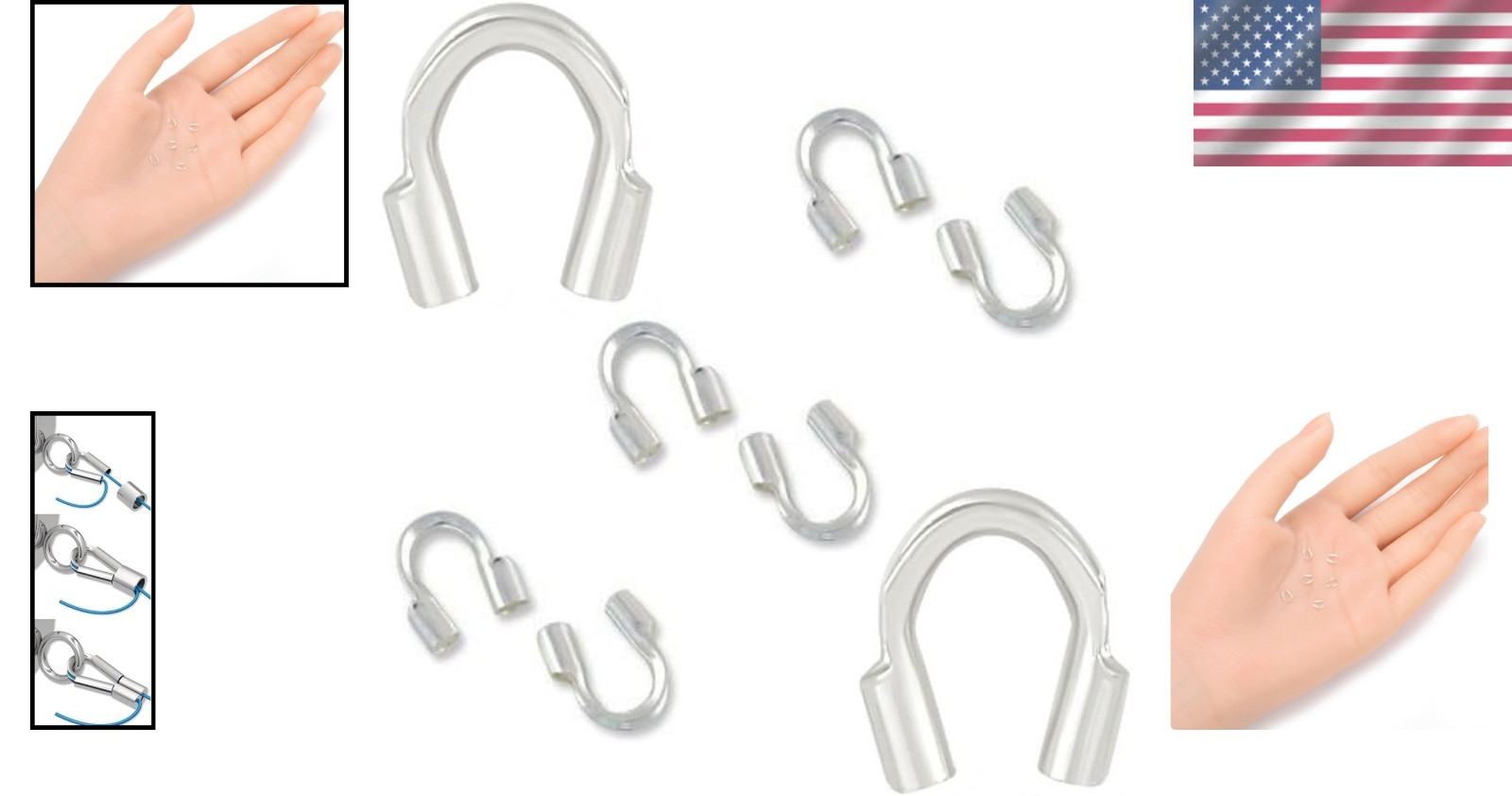 925 Sterling Silver Small Wire Guards - 50pcs Thread Protectors for Crafts