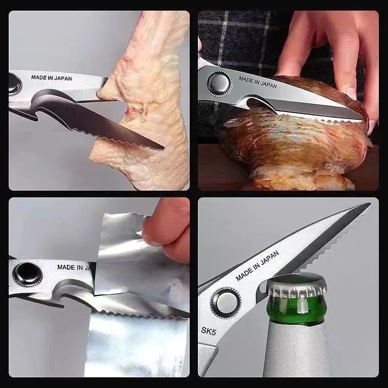 Silver SK5 Powerful Kitchen Shears Multi Function Cuts Chicken Bones Meat Fish