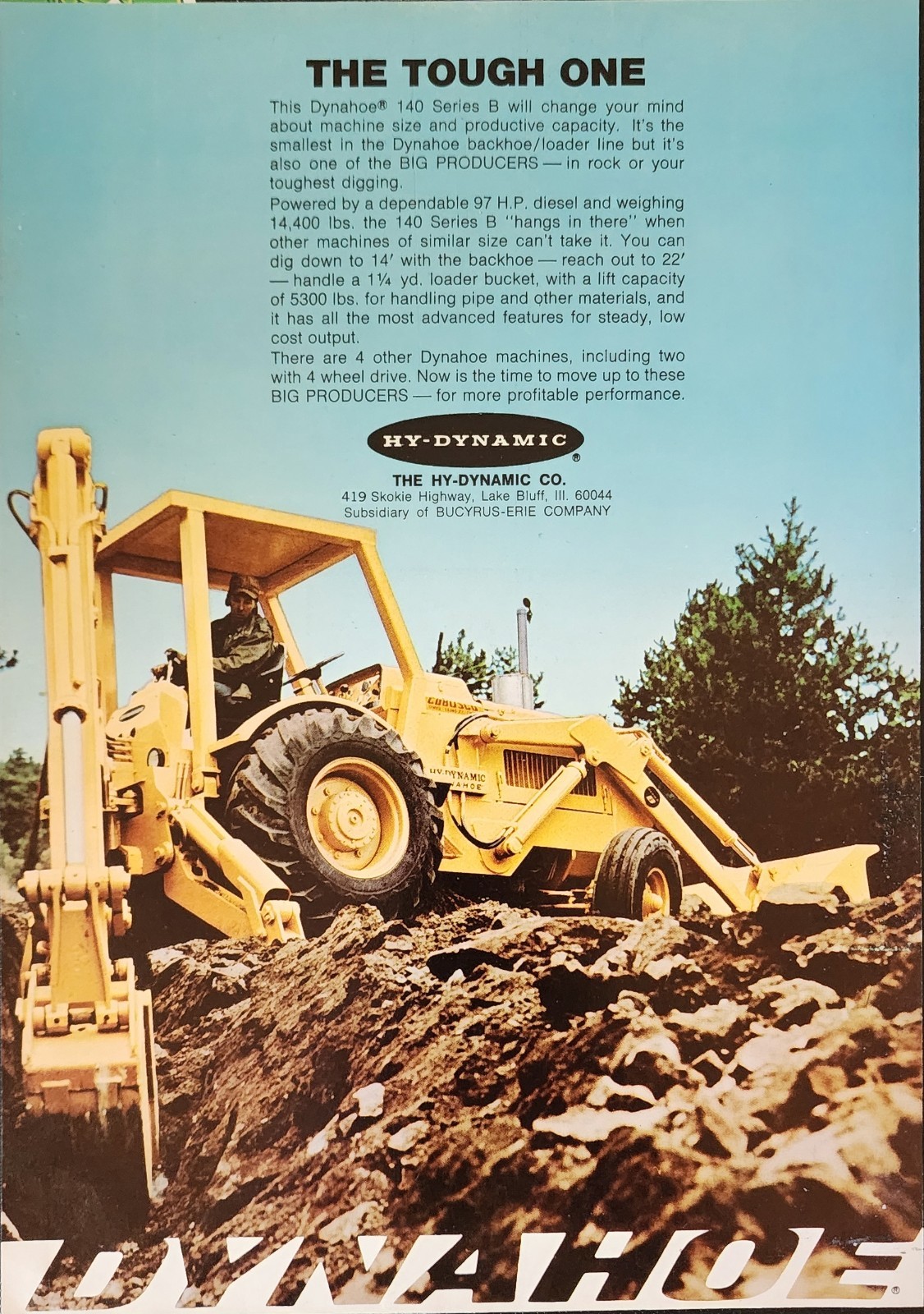 Backhoe Loader Construction Picture Magazine Ad Original Vtg Wall Art Dig Decor