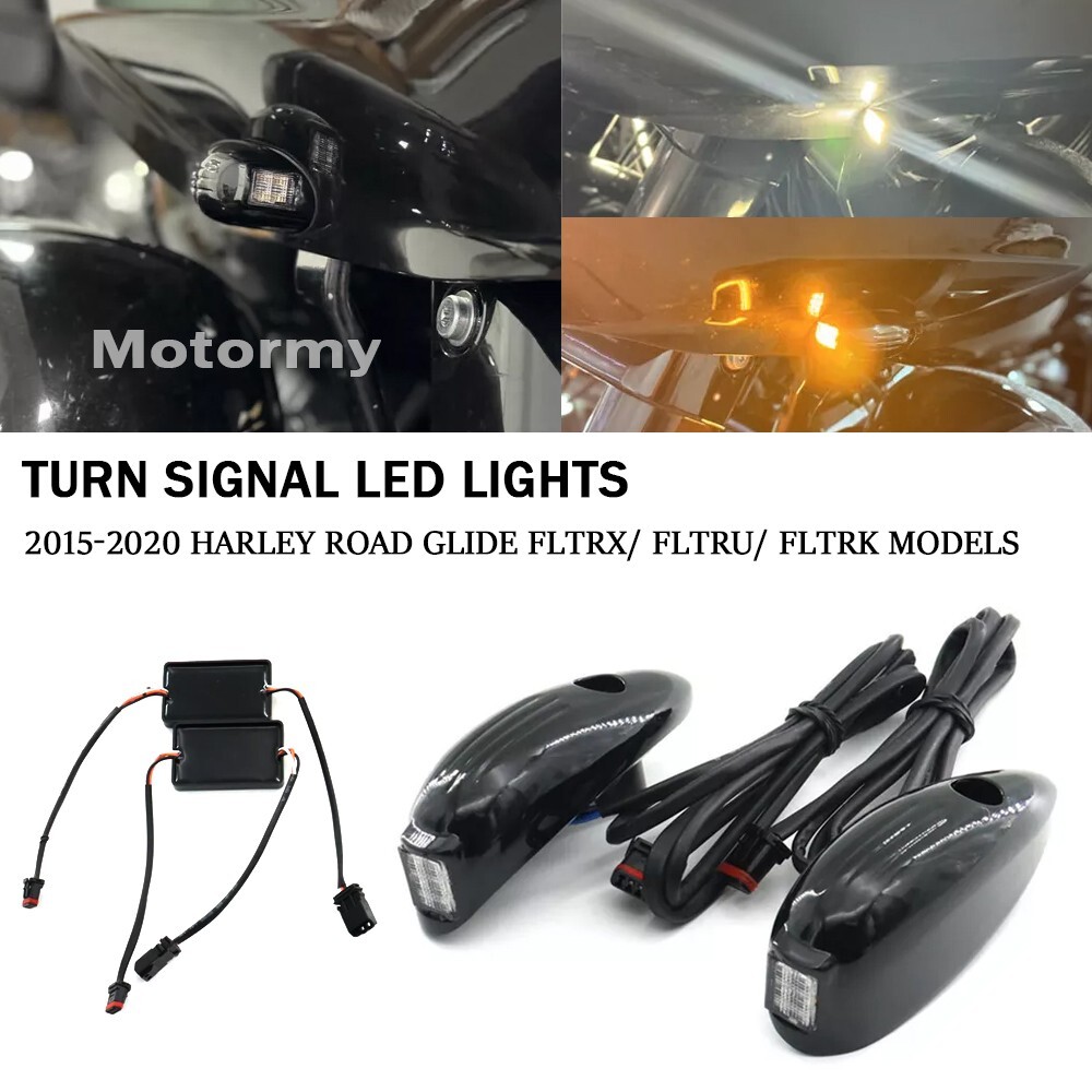 For CVO Road Glide Custom FLTRXSE 2018- UP Black Front LED Light Turn Signals