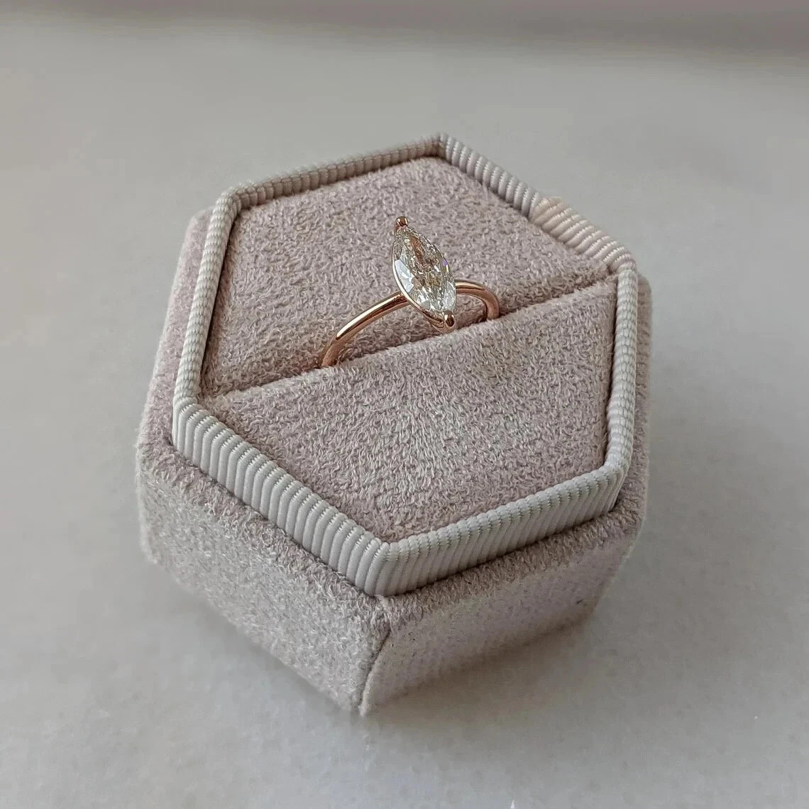 Solitaire Bezel Set Ring 2Ct Marquise Lab Created Diamond 14K Yellow Gold Plated