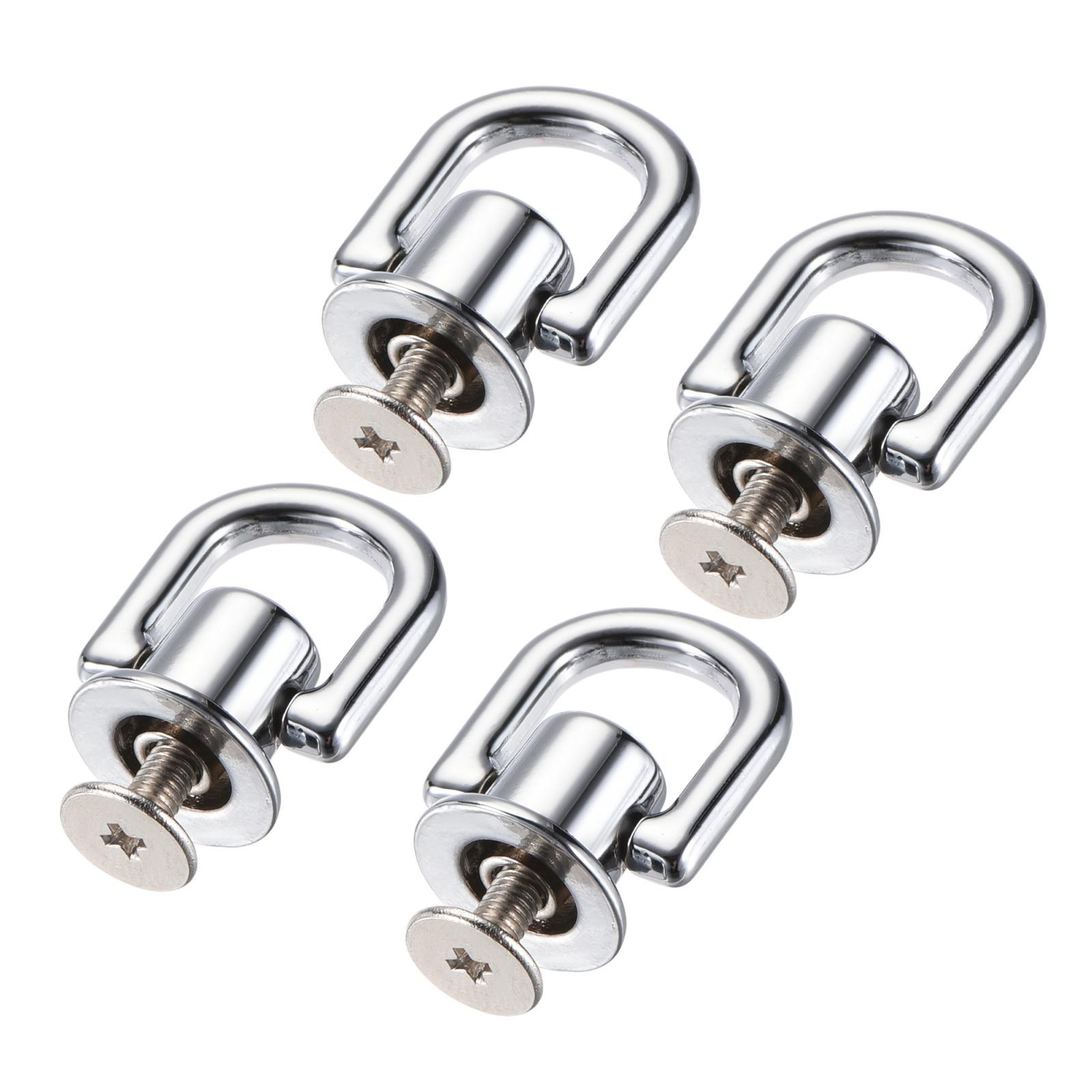 12x10mm Ball Head Button Studs with D Ring Silver White 4pcs