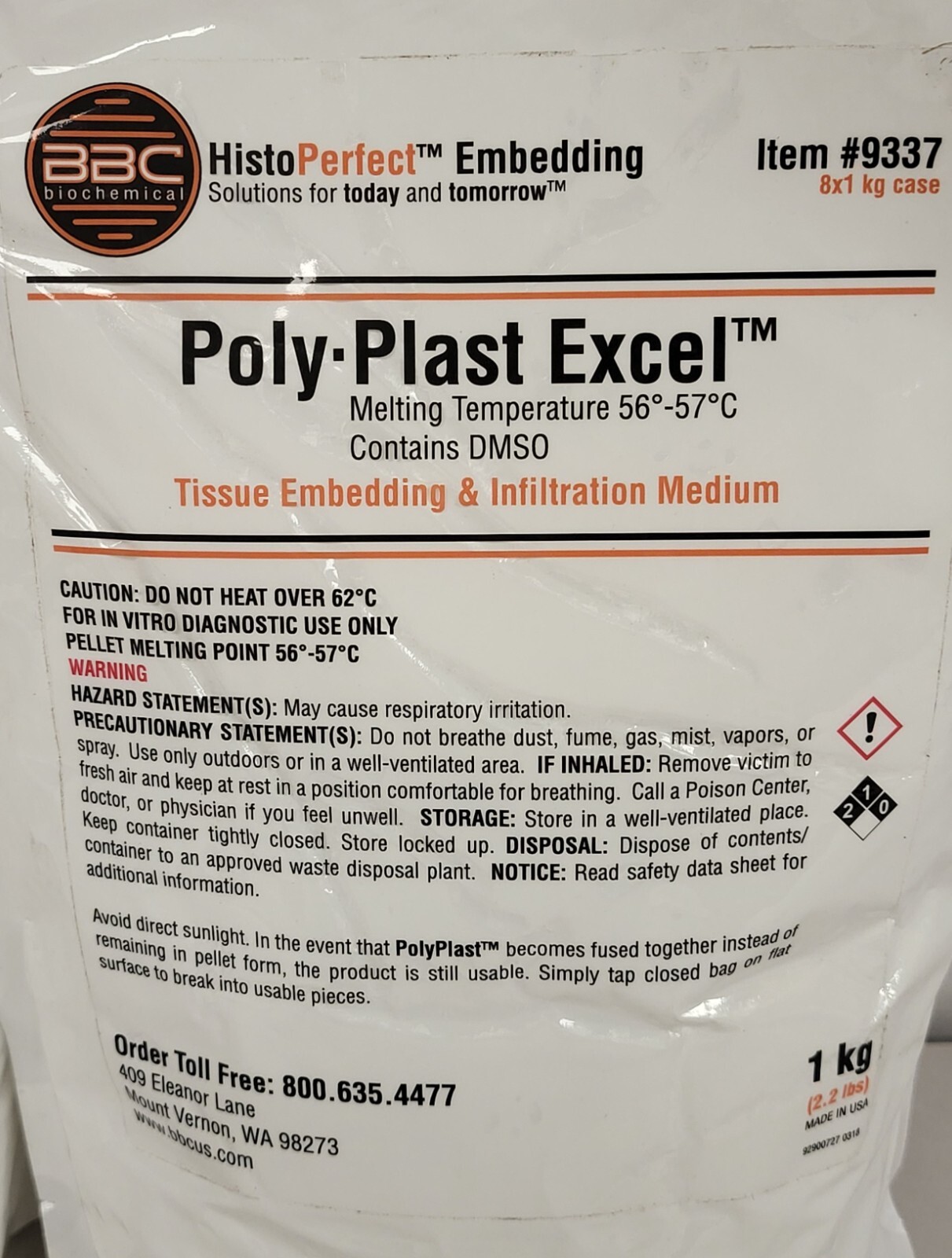 x2 BBC Biochemicals Poly Plast Excel 2.2LBS Tissue Embedding Parafin Wax EXP4/27