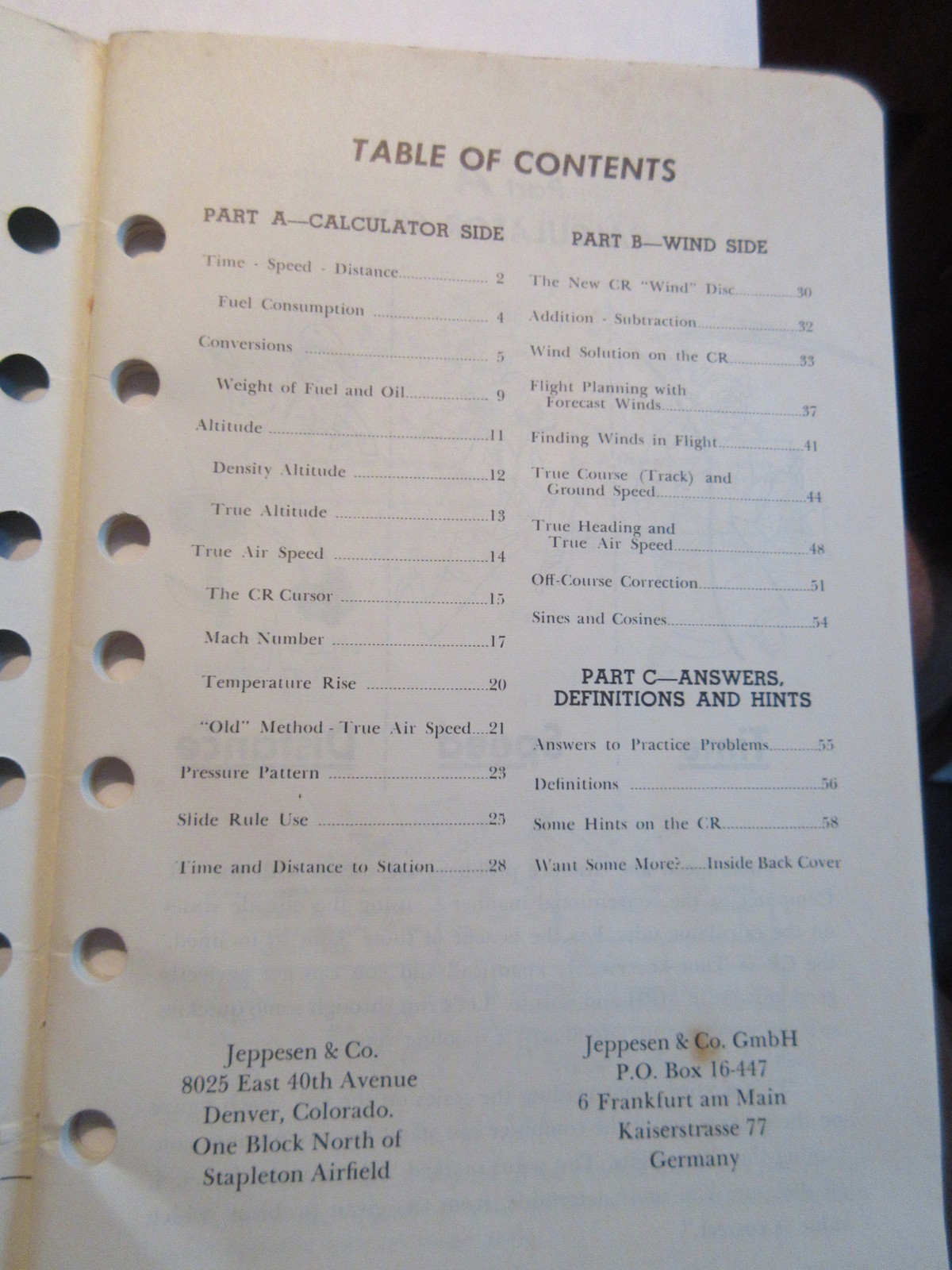 Vintage Jeppesen Model Flight Computer booklet INSTRUCTION GUIDE 1960
