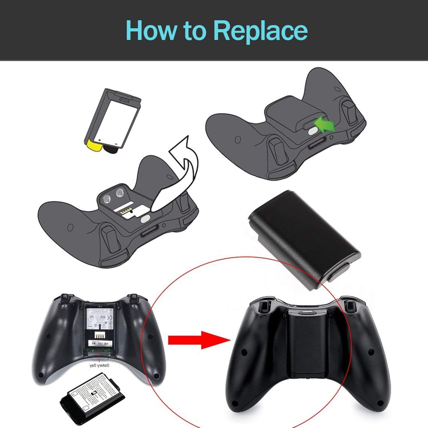 10x Black AA Battery Back Cover Case Shell Pack For Xbox 360 Wireless Controller