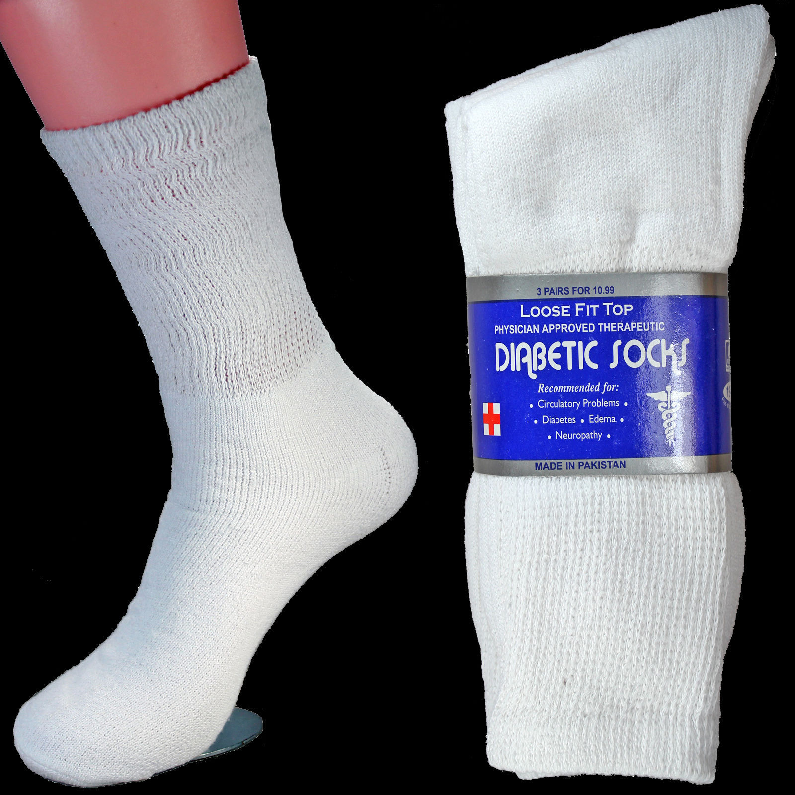 12 Pairs Men's Circulatory Diabetic Crew Socks Health Cotton 9-11 10-13 13-15