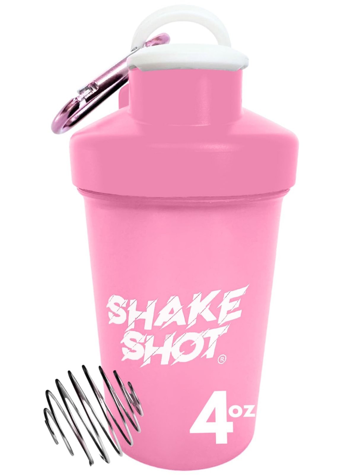 Pink 4oz Mini Shaker Bottle for Pre Workout & Creatine | Clip & Shaker Ball Incl