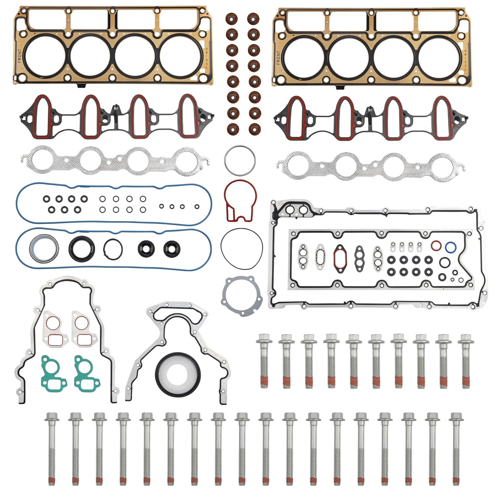 Full Cylinder 5.3 Head Gasket Set with ES72220 Bolts Intake Manifold Oil Pan...