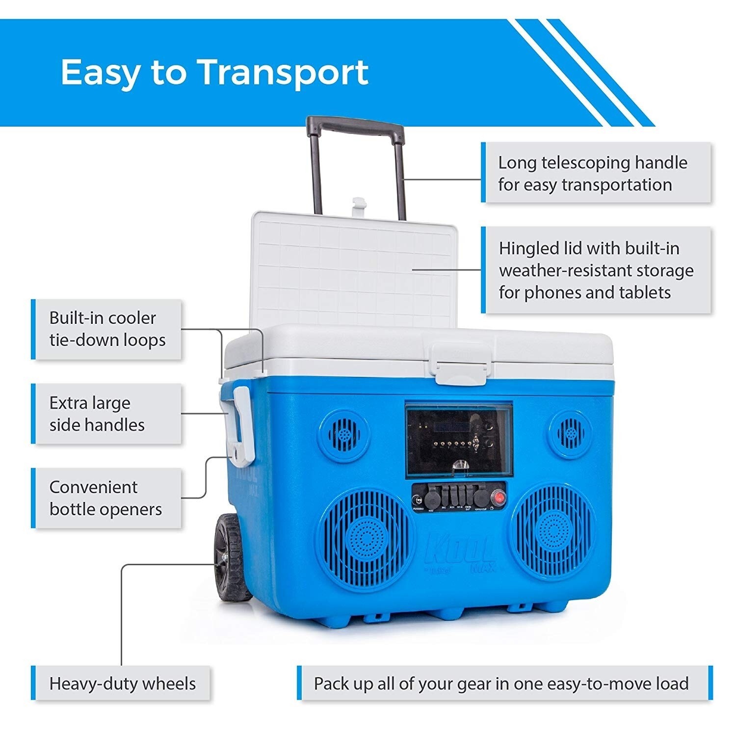 KoolMAX 40 Qt Cooler 350W Audio System Bluetooth Speaker Power Station -Refurber