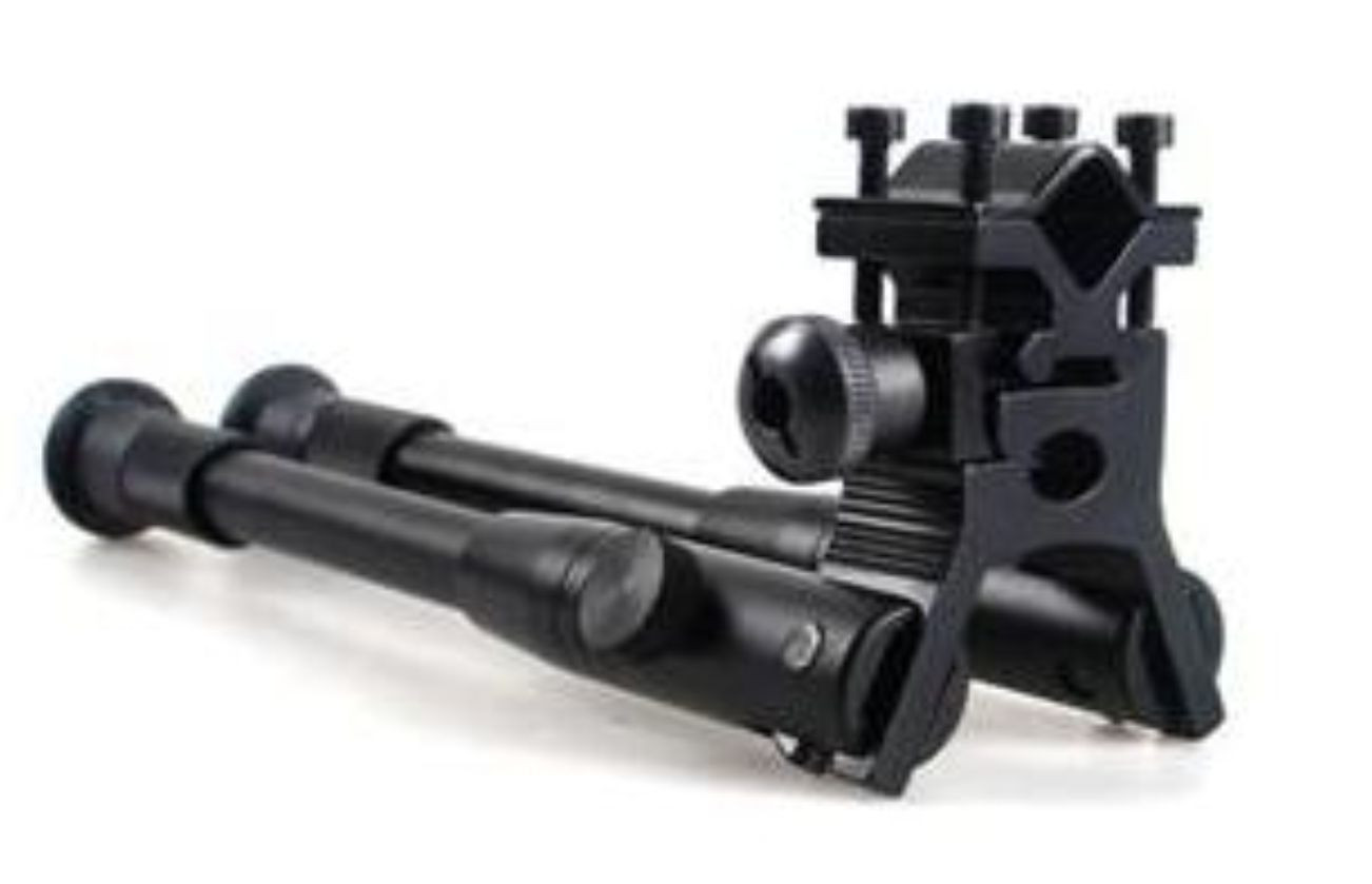 Adjustable Picatinny Spring Return Foldable Hunting Rifle Bipod w/ Barrel Mount