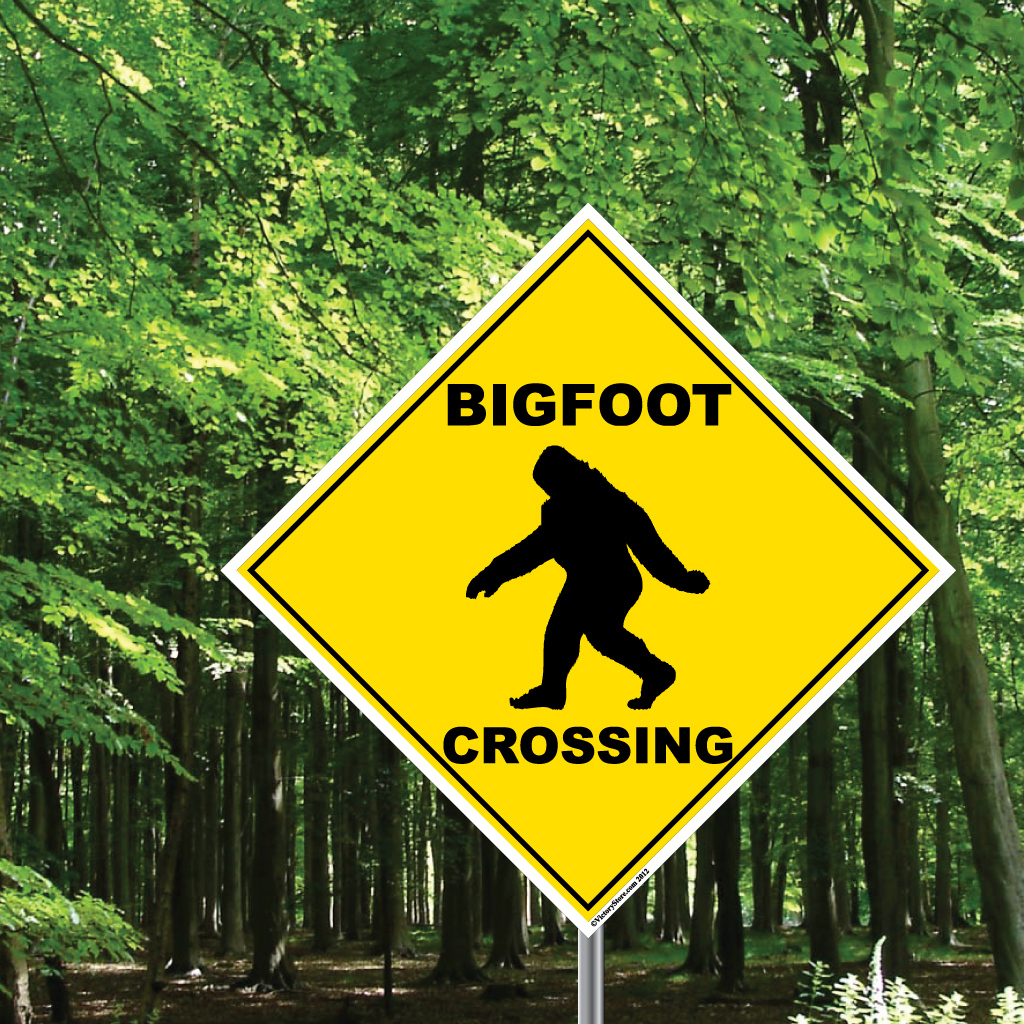 Funny 'Crossing' Signs - 22" Diamond Shaped - Big Foot