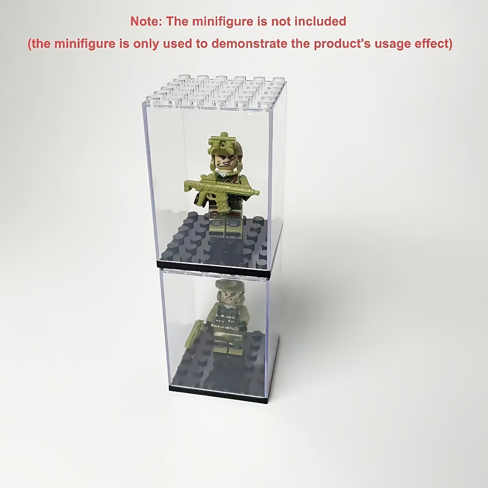 20Pcs Clear Acrylic Minifigure Display Case, Stackable Figure Storage Boxes