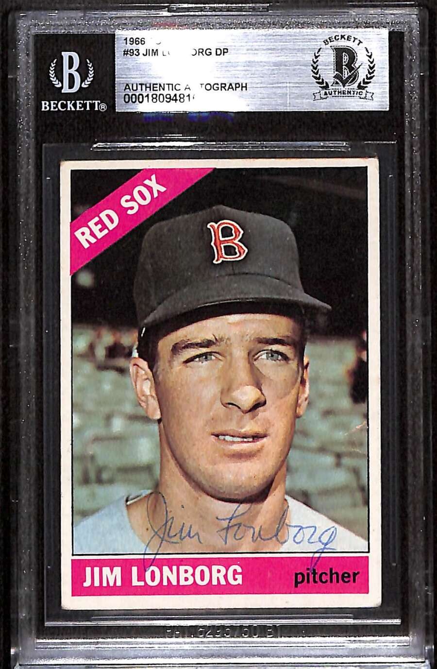 1966 Topps 93 Jim Lonborg DP BGS Auto Autographed BAS Authentic C99578