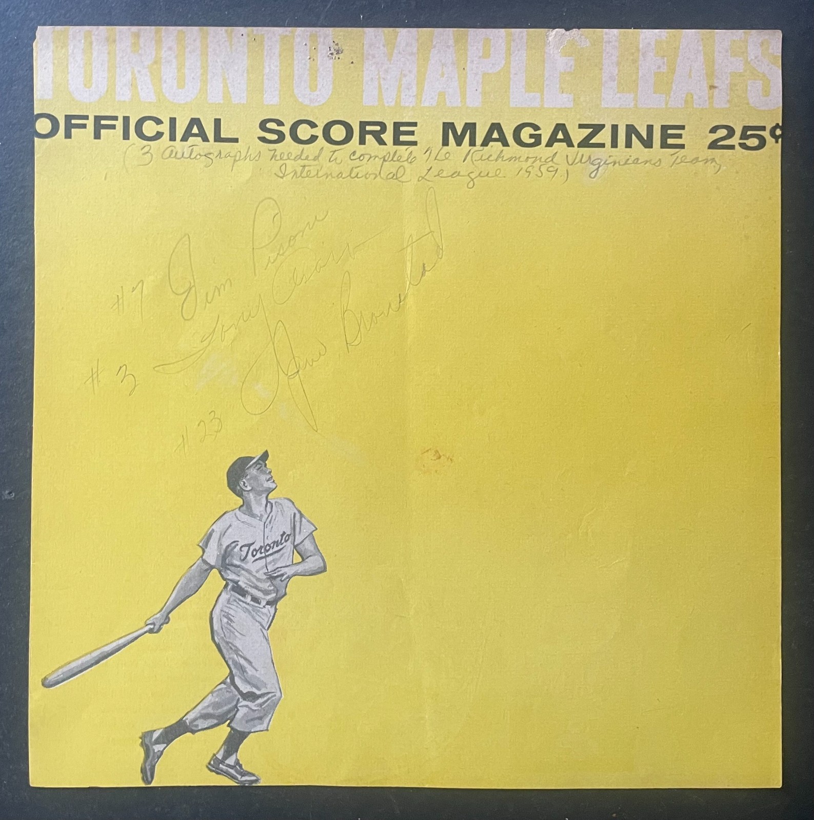1959 Richmond Virginians Signed Magazine Cover International Baseball League