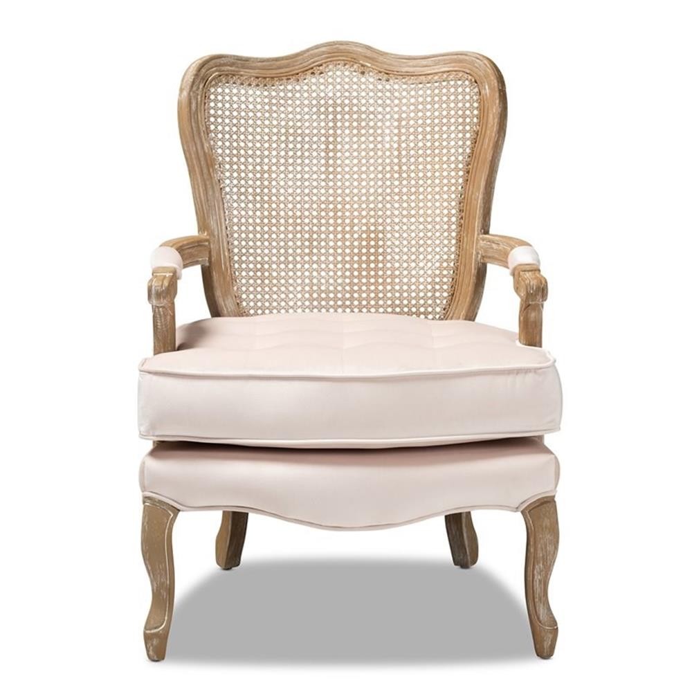 Bowery Hill 19.3" Traditional Wood/Fabric Accent Chair in Light Beige