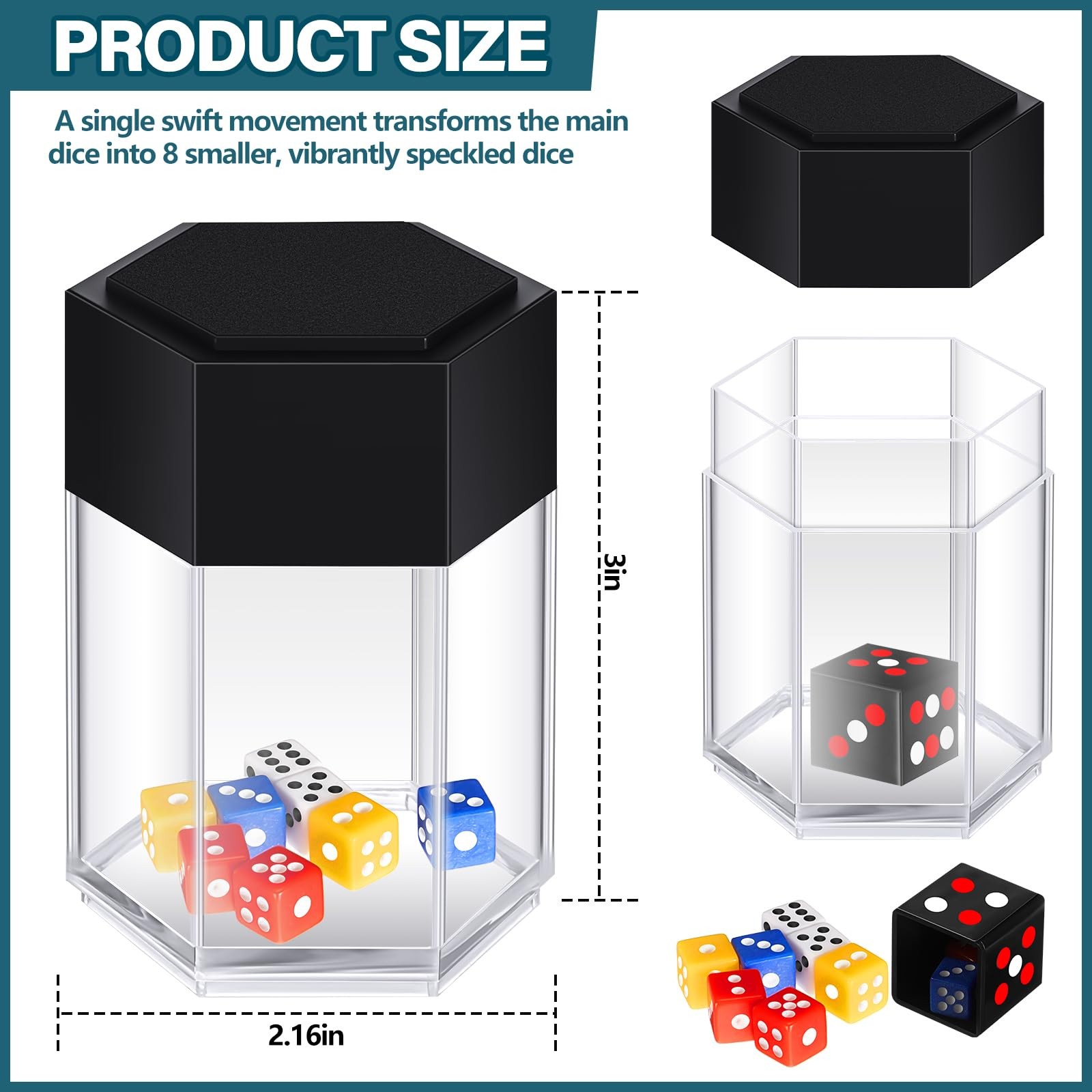 Rotatingpals 2 Sets Bomb Magic Dice Tricks Explode Explosion Compact, Black