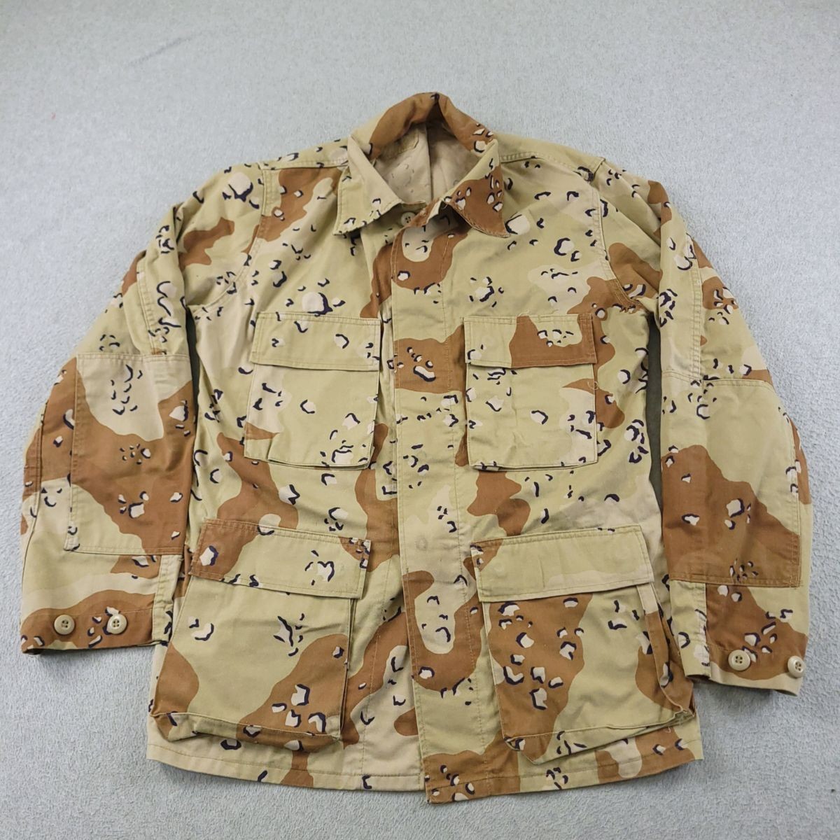 US Military Coat Mens Small Regular Chocolate Chip Camo Desert Storm Shirt USA