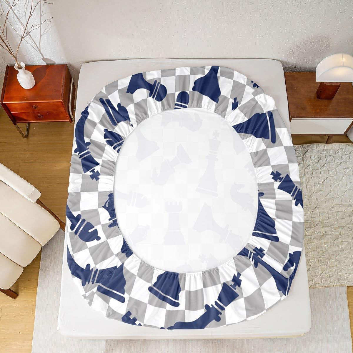 International Chess Bed Sheets Twin Size,Chess Board Game Bedding Set for Boy...