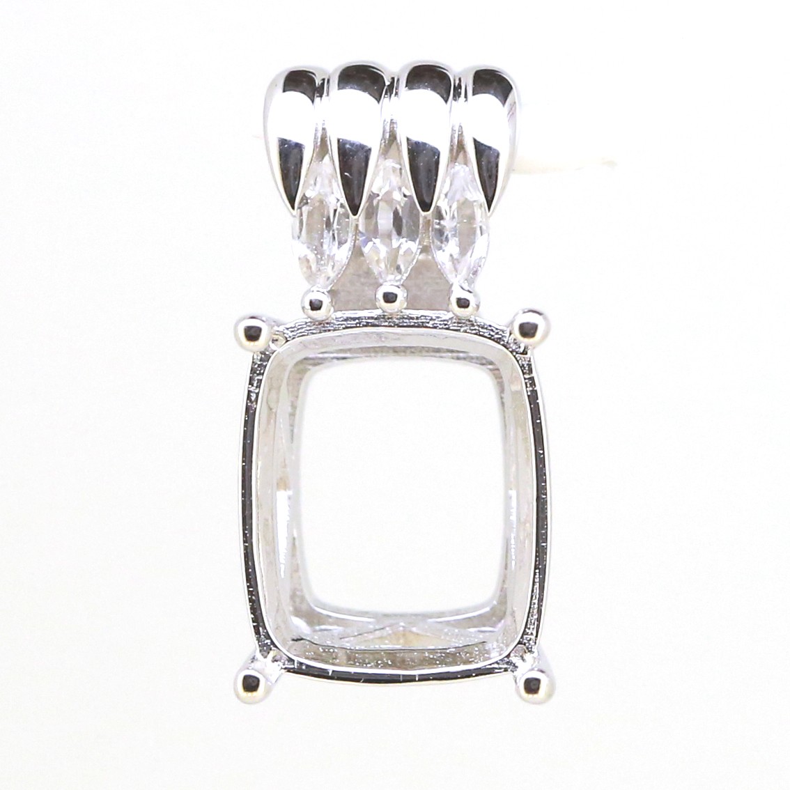 Sterling Silver Semi Mount Pendant Setting Cushion CU 12x10mm