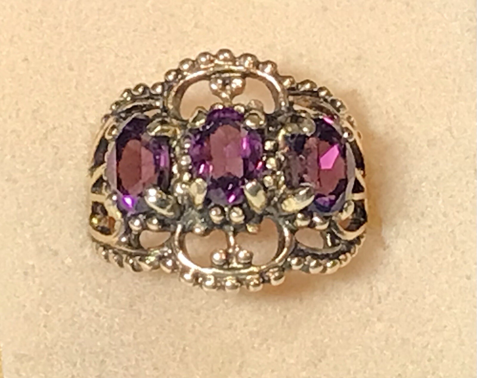 VTG Amethyst Filigree Ring SZ 6.5 Excellent Condition Marks 18K GE A