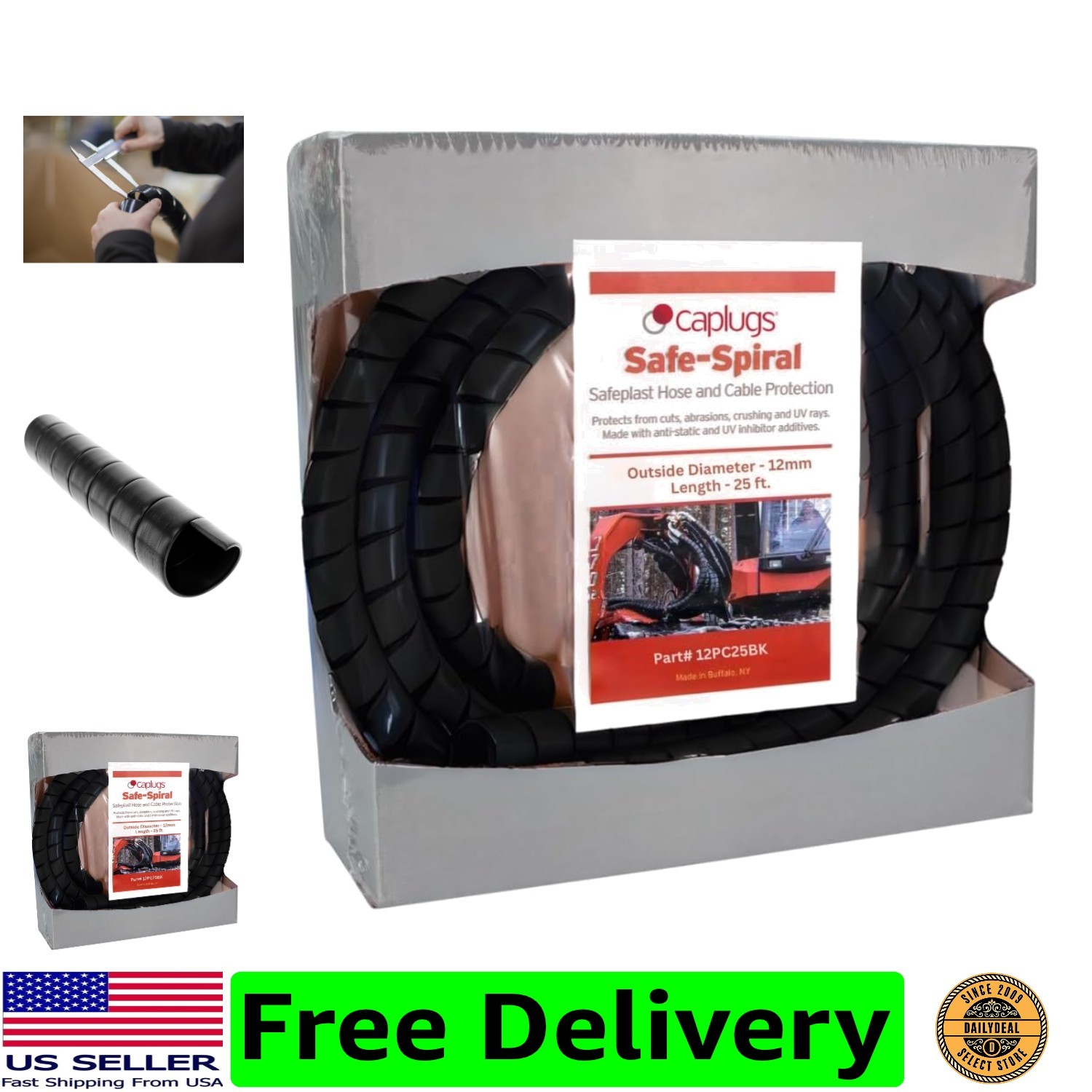 Caplugs SPPC Series – Safeplast Pre-Cut Spiral Wrap, Hose & Cable Protector, ...