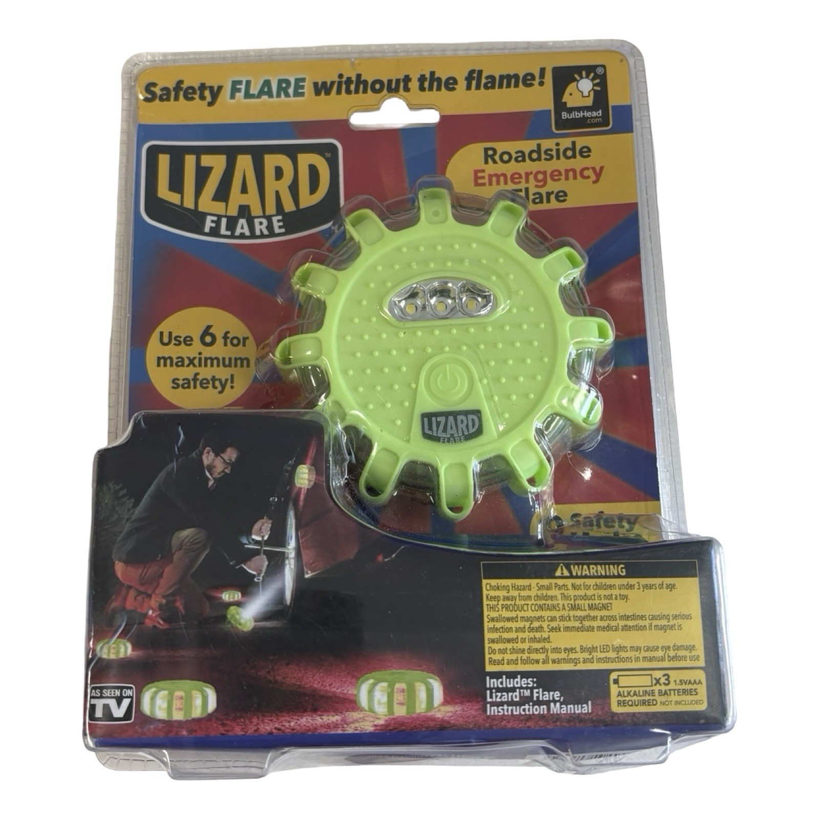 Lizard Flare Flameless LED Road Flares As Seen On TV Magnetic Safety Flares