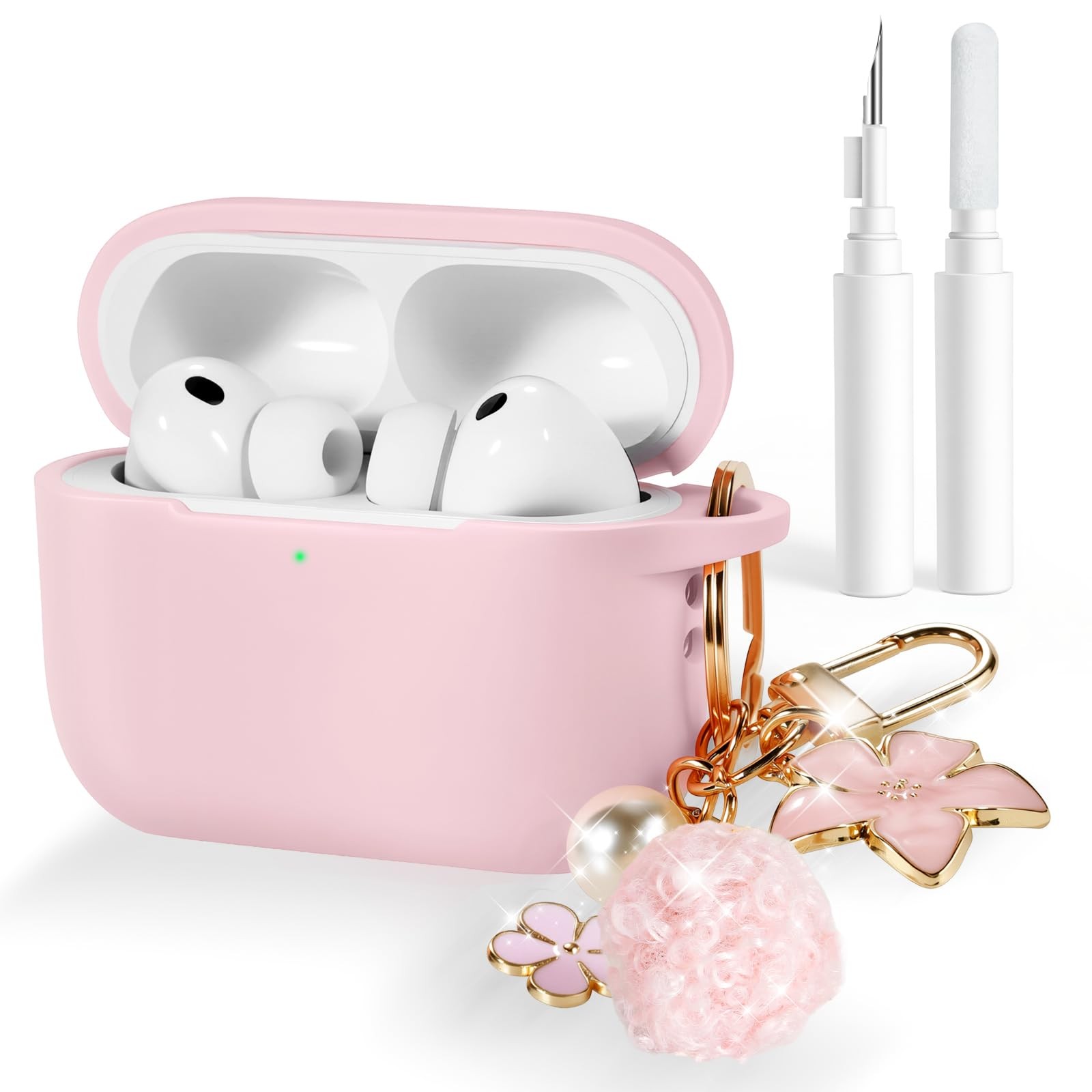 KAJOSRIN for AirPods Pro 3 Case Cover Women Girls 2025 with Cleaning Pink