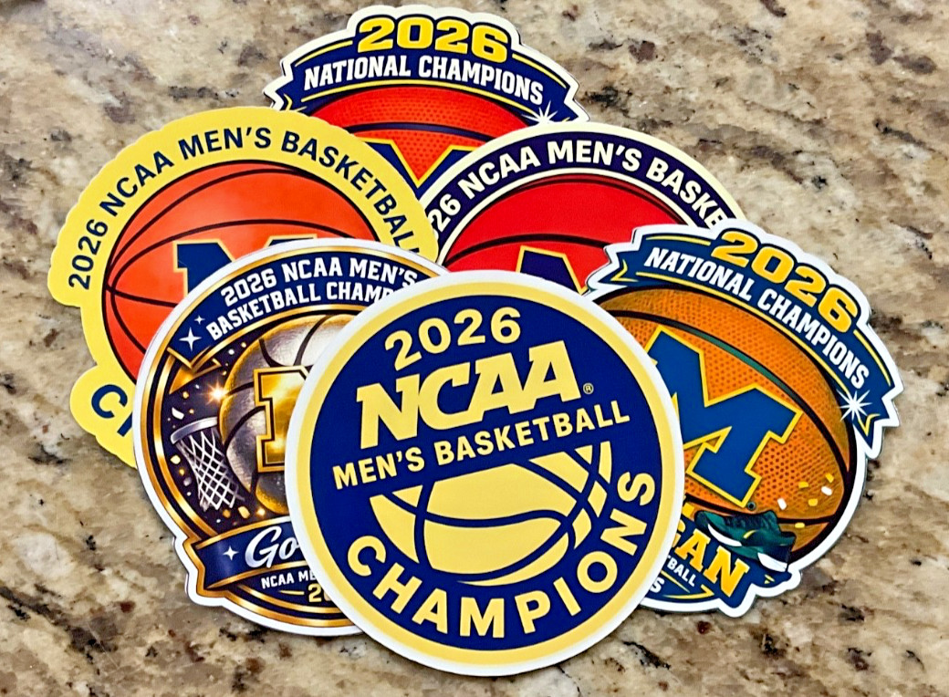 University of Michigan Basketball Champions 2026 NCAA Stickers 3" (6 pack)