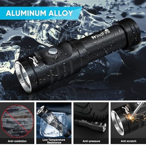 Super Bright Rechargeable Waterproof Dive Light - 3 Modes Scuba Flashlight Torch