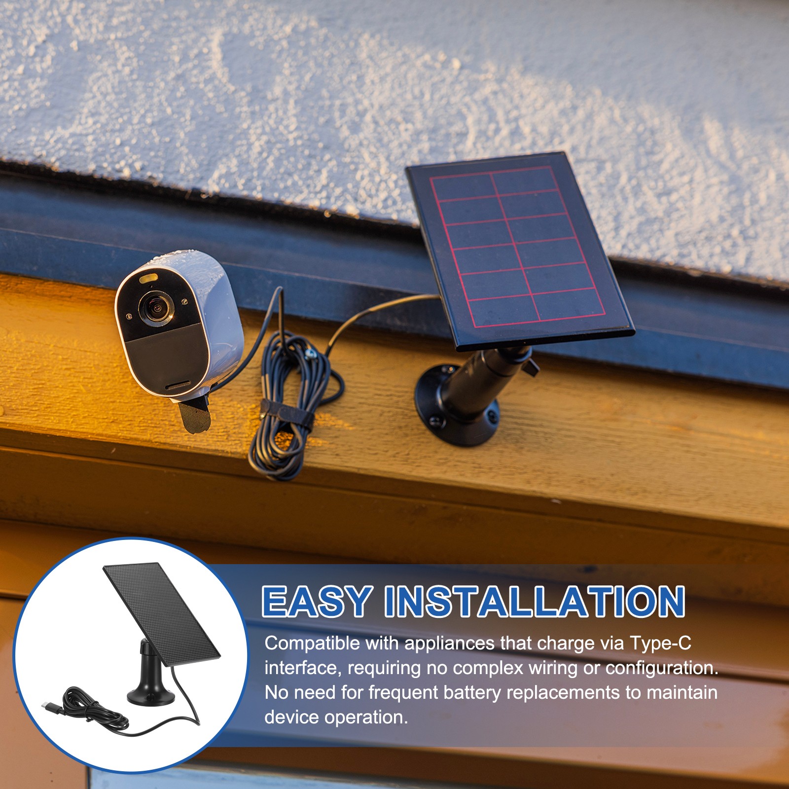 Solar Panel 2W 6V USB Solar Panel Charger with 360 Wall Mount Black