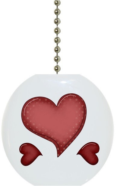 Polka Dot Hearts Solid CERAMIC Ceiling Fan Light Lamp Pull