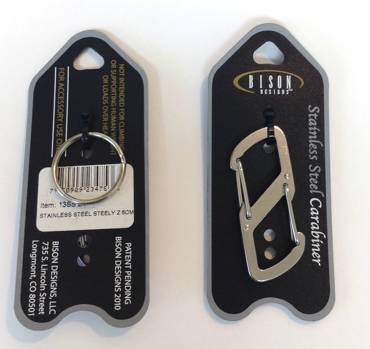 (2) BISON Designs Stainless Steel 6 cm Z Link Carabiner Clips S Hook with Ring
