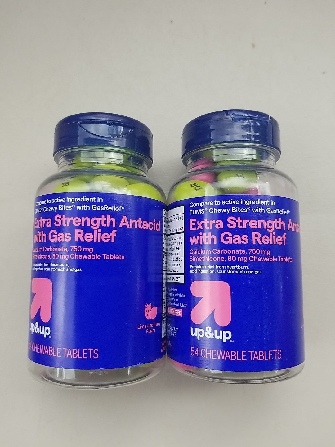 UP & UP Extra Strength Heartburn Antacid & Gas Relief Chews 54 Each 06/2027 2 Pk