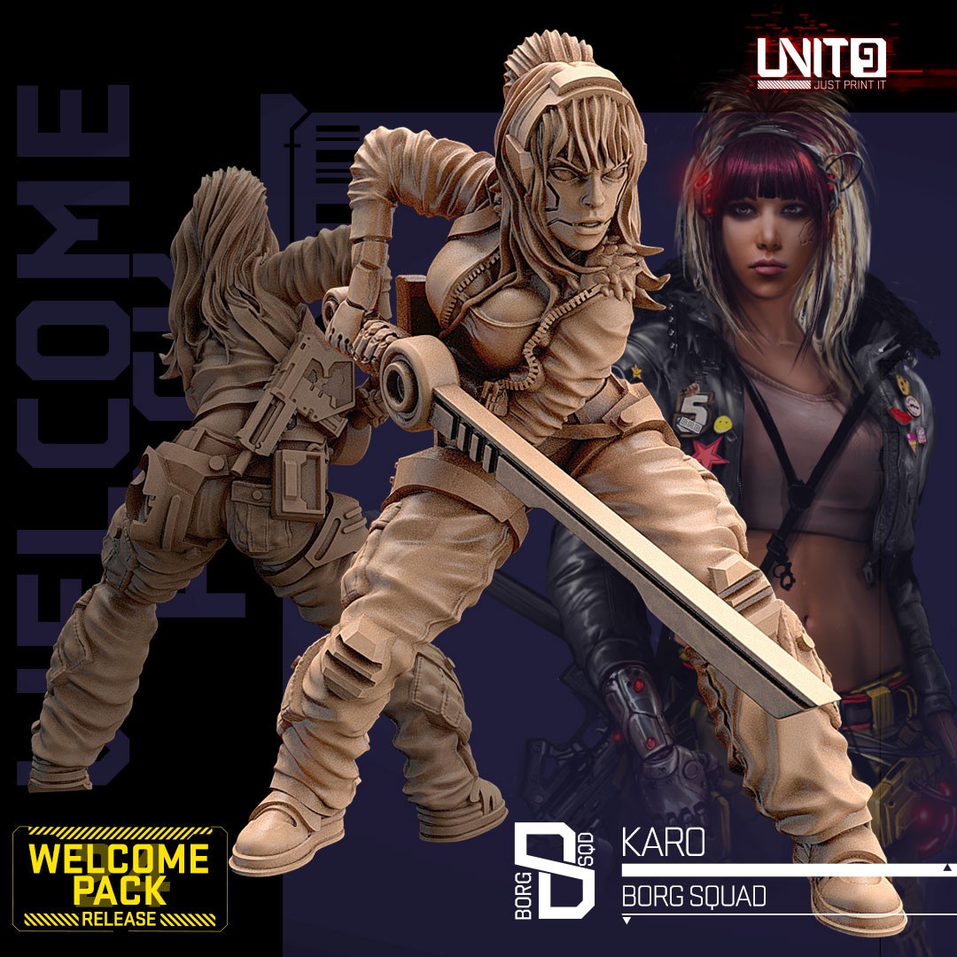 Sci-Fi Karo Cyborg Swordswoman Resin Miniature Unit9 Cyberpunk RPG Figure