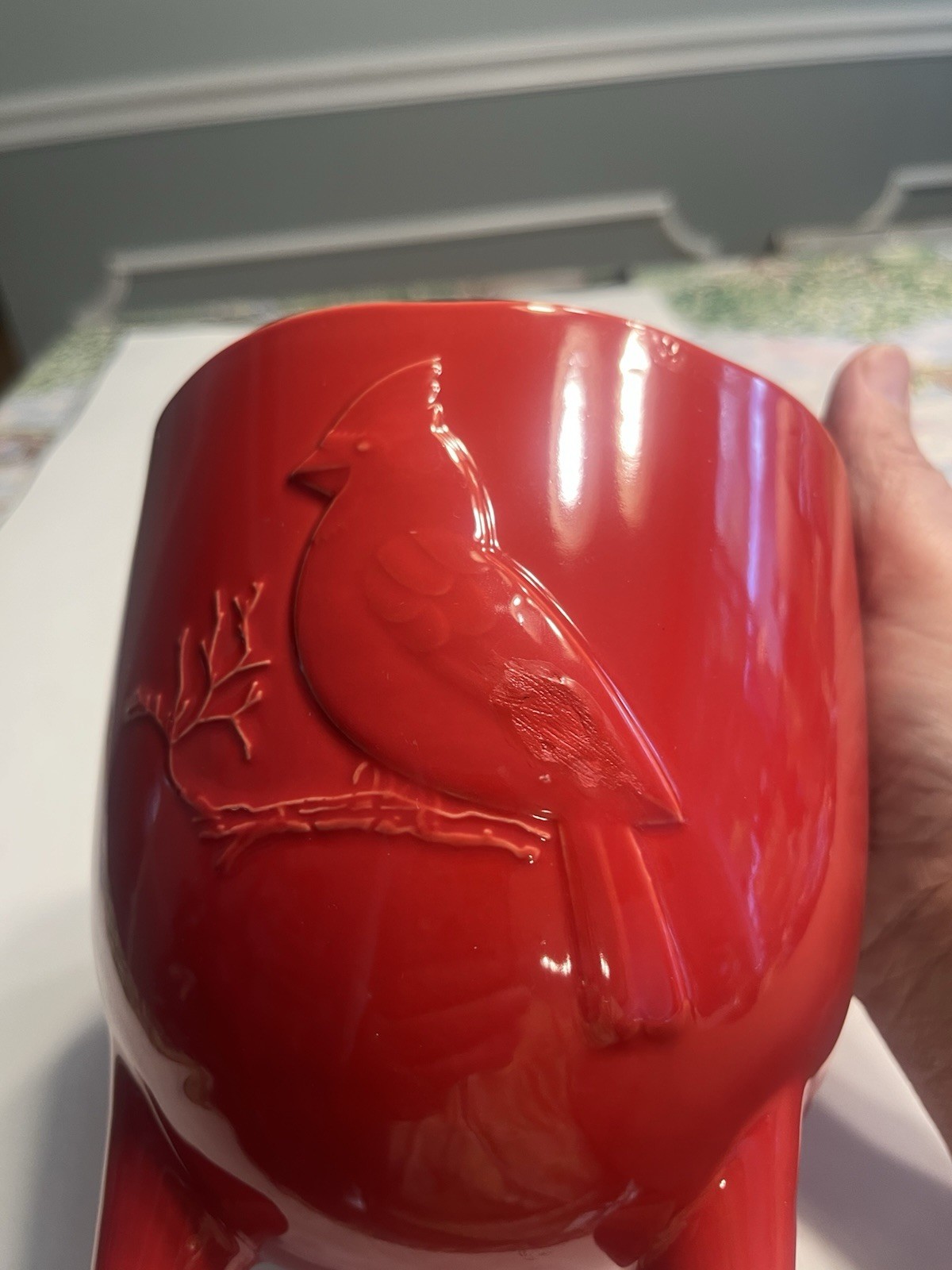 Napco Cardinal Bird Three Footed Red Planter