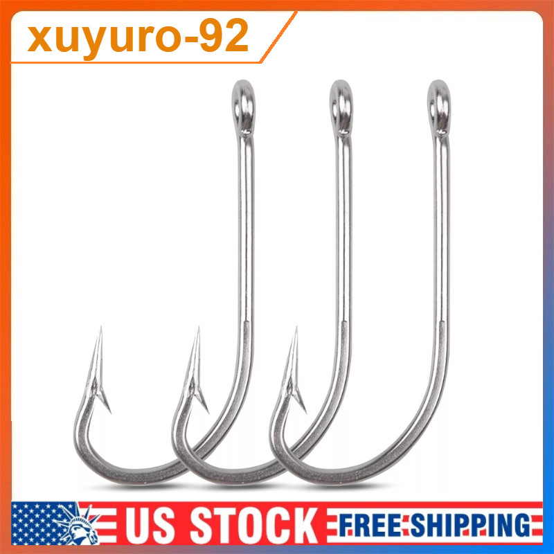 50PCS Saltwater Fishing Hooks O'Shaughnessy Stainless Steel Long Shank Fishhook
