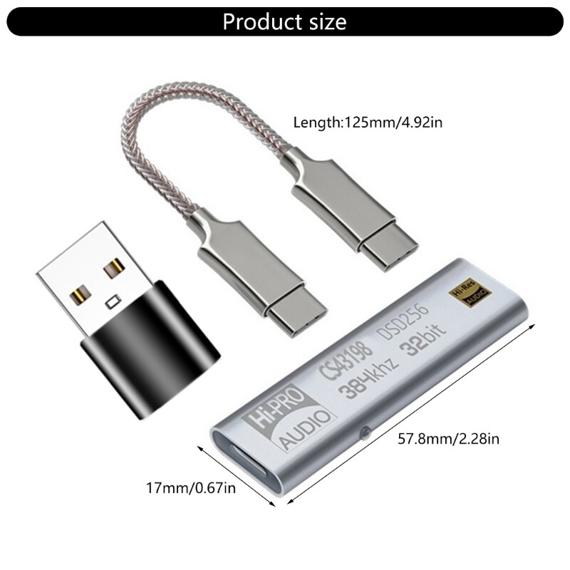 Headphone Amplifier CS43198 DSD64-258 Decoding Dongle USB C Decoding 32Bit