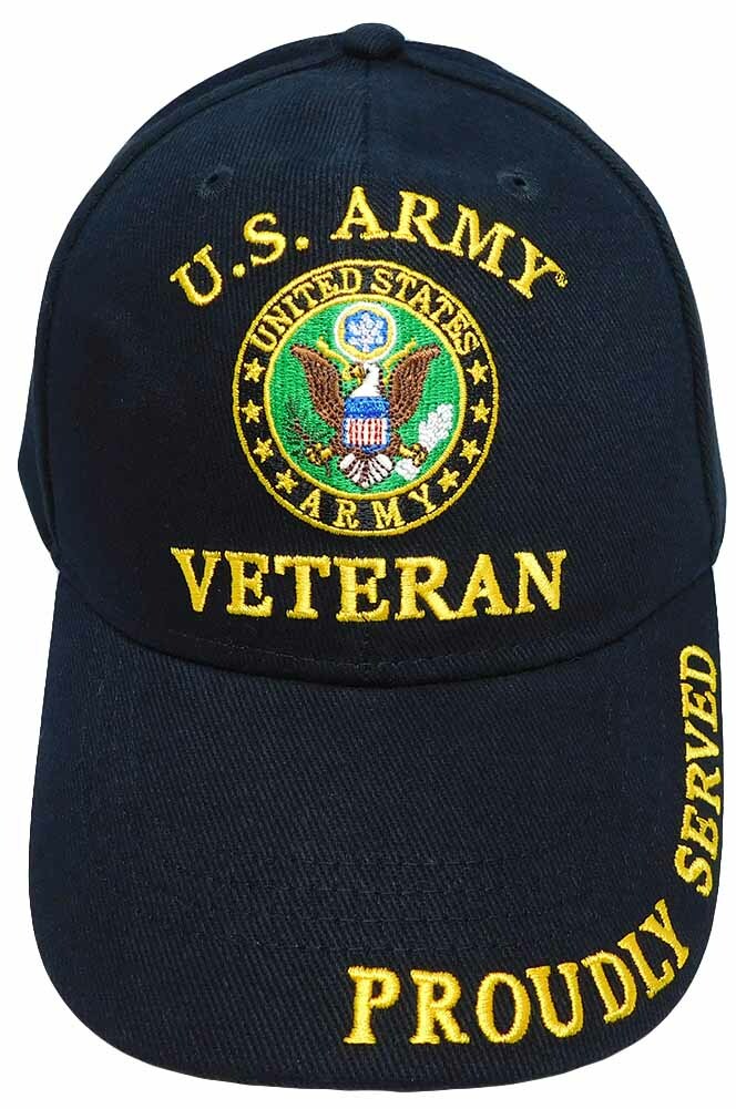 U.S. Army Veteran Proudly Served Black Adjustable Embroidered Cap Hat LICENSED