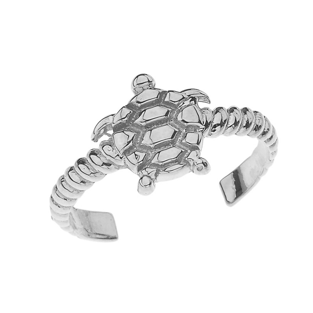 Solid Gold Sea Turtle Rope Toe Ring (Available in Yellow/Rose/White Gold)