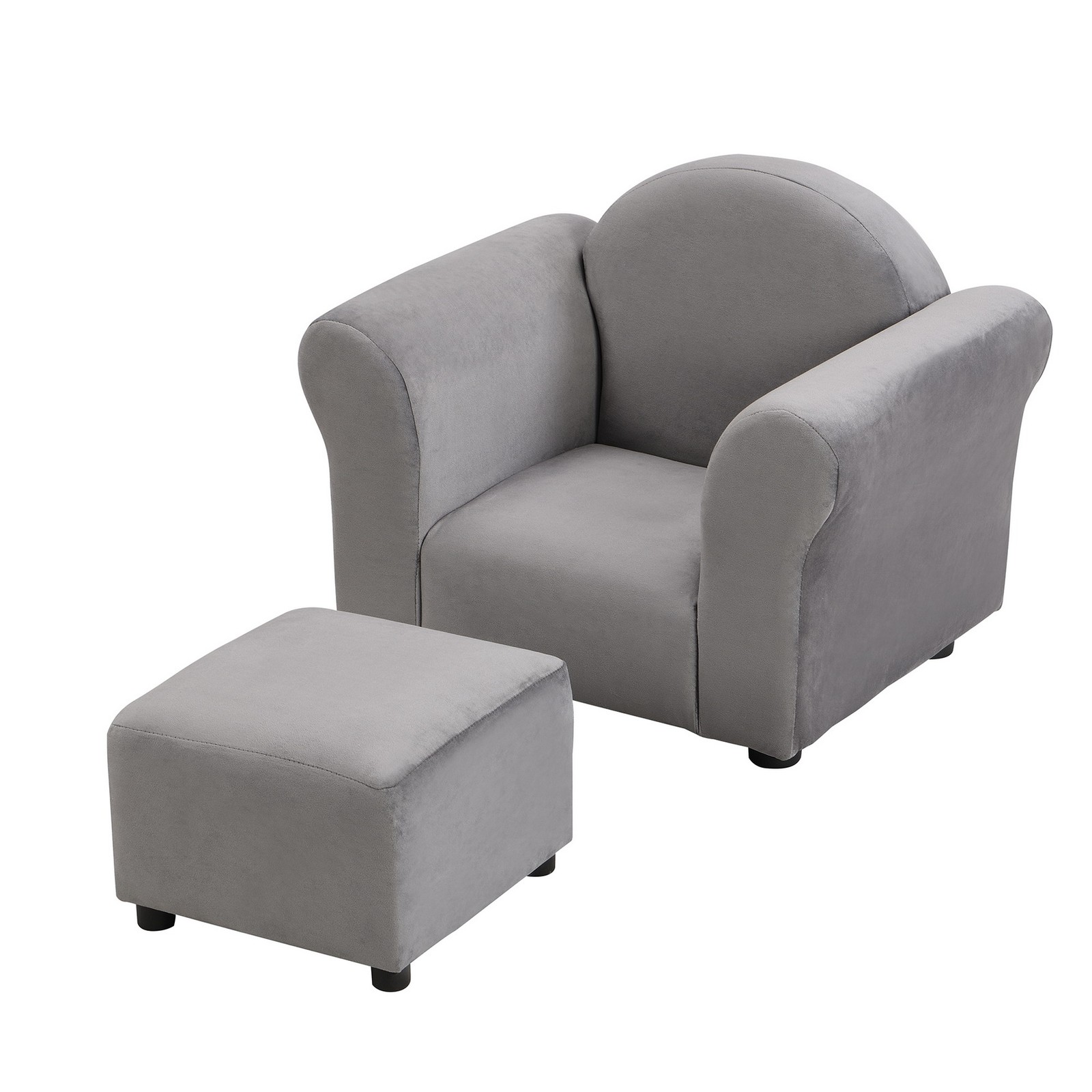 Boy Girl Toddler Kids Sofa with Ottoman Velvet Upholstered Lounge Sofa Armchair