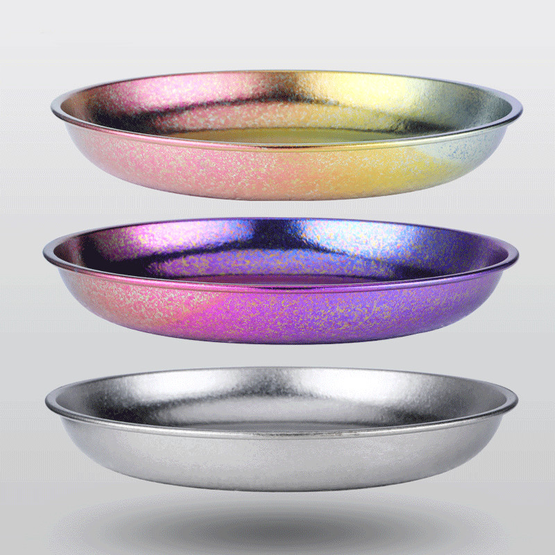 Pure Titanium Single Wall Plate Round Dinner Dish Pan Outdoor Camping Tableware